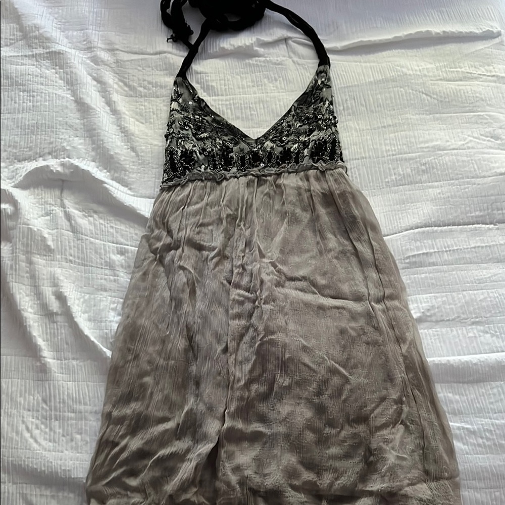 Black and Gray Halter Dress